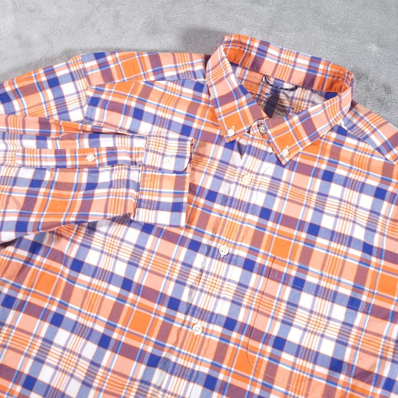 Vineyard Vines Other - Vineyard Vines Shirt Mens XL Orange Blue Plaid On-The-Go Performance Button Down